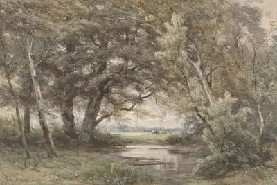 Водичка под деревьями в конце леса by Ян Виллем ван Борселена, 1835 - 1877 — digital art print download