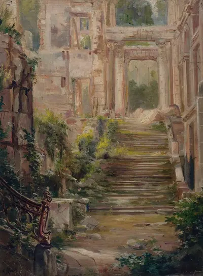 Руины замка Сен-Клу; лестница почета. by Жан Батист Эдмон Аллуар, 1875 — digital art print download