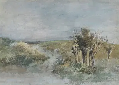 Пейзаж с ивами вдоль канавы by Йохан Хендрик Вайсенбрух, 1834 - 1903 — digital art print download