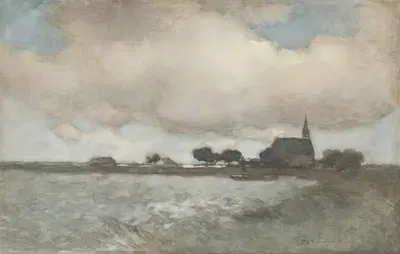 Вид на церковь в Нордсдорпе рядом с Норденом by Йохан Хендрик Вайсенбрух — digital art print download