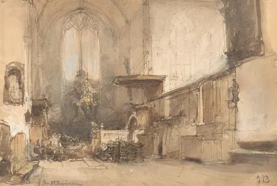 Interieur van de kerk te Oosthuizen by Иоганнес Босбум, 1827 - 1891 — digital art print download