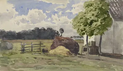 Стопка дров для фермы на лугу by Юлий Яковус ван де Санд Бахуйзен, 1845 - 1925 — digital art print download