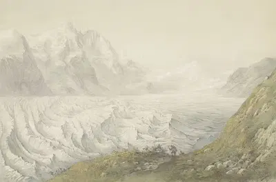Pasterze gletsjer bij Heiligenblut by Karoly Lajos Libay, 1824 - 1888 — digital art print download