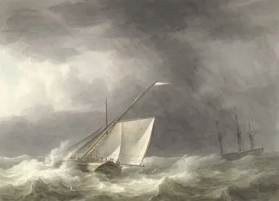 Два парусника на бурном море by Мартинус Шоуман, 1803 — digital art print download