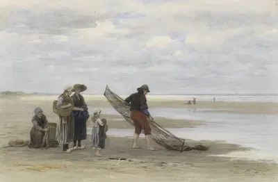 Улов креветок на пляже by Филип Садэ, 1847 - 1904 — digital art print download