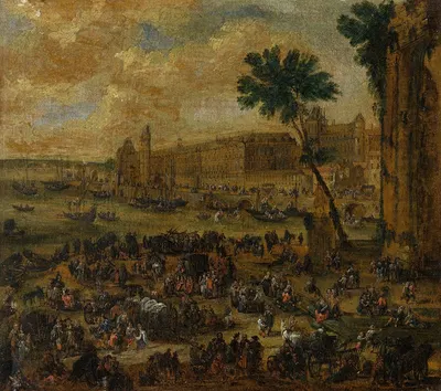 Лувр и галерея у воды, вид с Пон-Неф by Питер Кастелс, 1650 — digital art print download