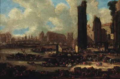 Мост Нёв, Сите, башня и ворота Нессель by Питер Кастелс, 1685 — digital art print download
