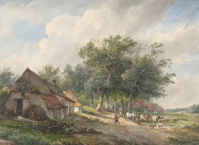 Пейзаж с фермами и скотом by Вейнанд Нуйен, 1823 - 1839 — digital art print download