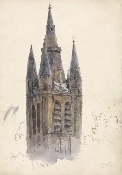 Церковные башни в Делфте by Виллем Антоний ван Деентер, 1834 - 1893 — digital art print download