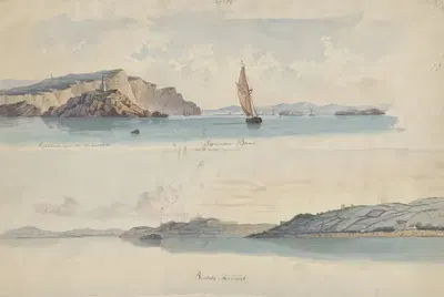 Два английских морских пейзажа; залив Суонси и Бристольский канал by Виллем Груйтер мл., 1827 - 1880 — digital art print…