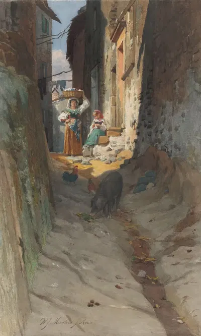 Вид на маленькую улицу в Рокка-ди-Папа by Виллем Иоганнес Мартенс — digital art print download