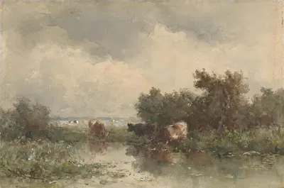 Три коровы у лужи by Виллем Роэлофс, 1832 - 1897 — digital art print download