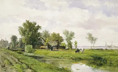 Фермерский дом у канавы by Виллем Роэлофс, 1875 - 1880 — digital art print download