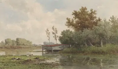 Пейзаж с водой и утками by Виллем Роэлофс, 1832 - 1897 — digital art print download