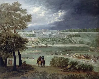Новый замок в Сен-Жермен-ан-Ле и сады, вид с правого берега Сены by Адам Франс ван дер Мюлен, 1664 - 1665 — digital art…