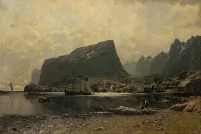 Северно-норвежский прибрежный пейзаж by Адельстин Норманн — digital art print download