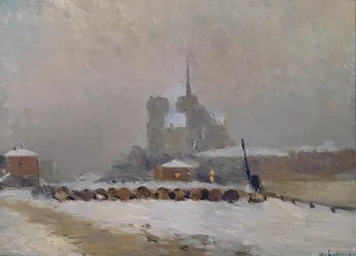 Нотр-Дам де Пари. Эффект снега, вечером by Альбер Лебур, 1897 — digital art print download