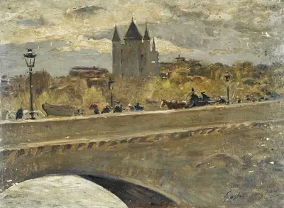 Башня Темпла, восстановленная для выставки 1889, вид с моста Иэна by Александр Гастон Гиньяр, 1889 — digital art print…