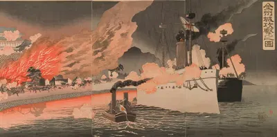 Атака на крепость Цзиньчжоу by Адачи Гинко, 1894 — digital art print download