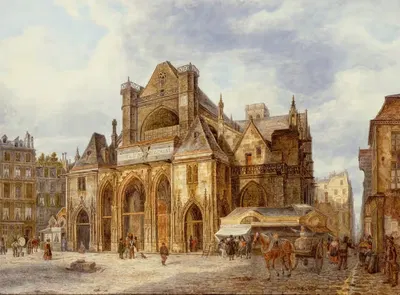 Церковь Сен-Жермена-л'Осеруа by Огюст Винантс, 1840 — digital art print download