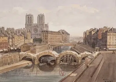 Снос моста Сен-Мишель by Огюст-Себастьен Бенар, 1852-1862 — digital art print download