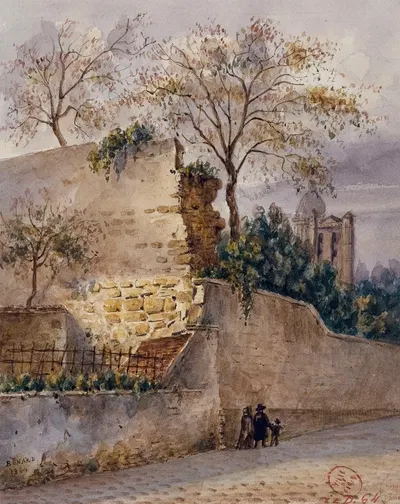 Улица Кловис, стена Филиппа-Августа by Огюст-Себастьен Бенар, 1844 — digital art print download