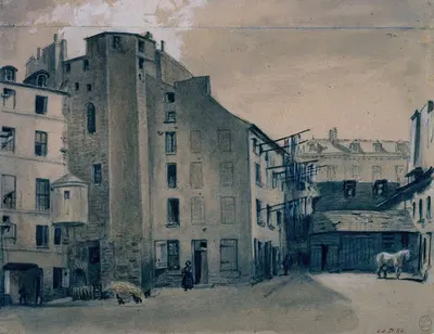 Башня паломников, двор Святого Иоанна Латеранского. by Огюст-Себастьен Бенар, 1854 — digital art print download