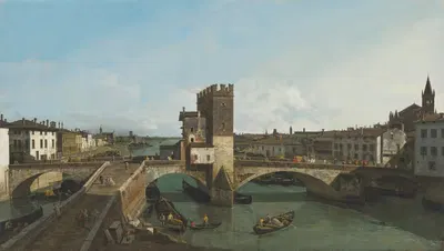 Вид на Верону с Понте делле Нави by Бернардо Беллотто, 1745-1747 — digital art print download