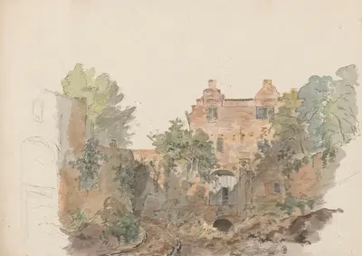 Старые дома на городской стене by Бруно ван Стратен, 1796 - 1870 — digital art print download