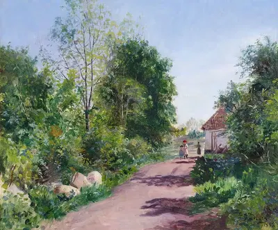 Девушки на дороге by Карл Карлсен, 1899 — digital art print download