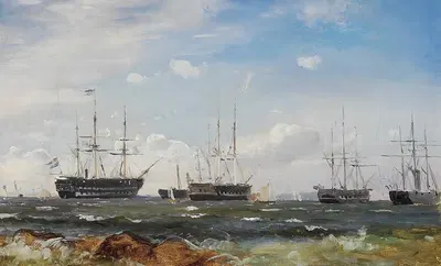 Шведские военные корабли у Гетеборга by Карл Фредерик Сёренсен, 1861 — digital art print download