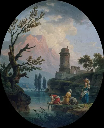 Пейзаж с прачками by Клод-Жозеф Верне, 1789 — digital art print download