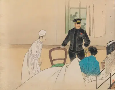 The Torpedo Officer; Frontispiece Illustration from the Literary Magazine Bungei kurabu, Volume 1, Number 8 by Kajita…