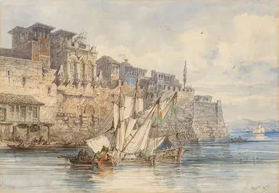 The Palace of Boukoleon on the shore of the Sea of Marmara by Amadeo Preziosi, 1864 — digital art print download