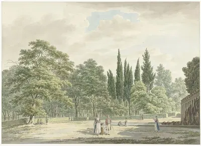 Пешеходы на террасе виллы Конти в Фраскати by Даниэль Дюпре, 1791 — digital art print download