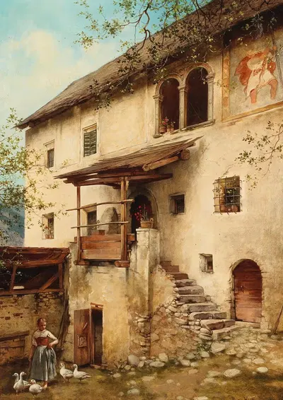 Ферма, мотив из Южного Тироля у Клаузена by Даниэль Хок, 1892 — digital art print download