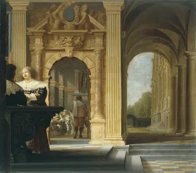 Галантная сцена в дворце by Дирк Ван Деллен, 1630 - 1636 — digital art print download