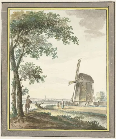 Пейзаж с мельницей by Дирк Куйперс, 1743 - 1796 — digital art print download