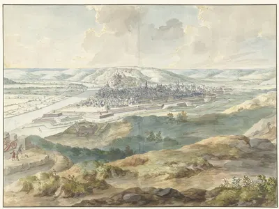 Вид на Намюр с востока во время осады 1695 года by Дирк Маас, 1695 — digital art print download