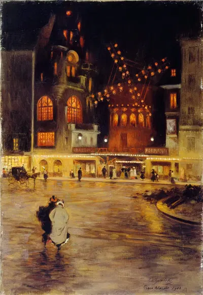 La Place Blanche et le Moulin Rouge by Edouard Zawiski, 1902 — digital art print download