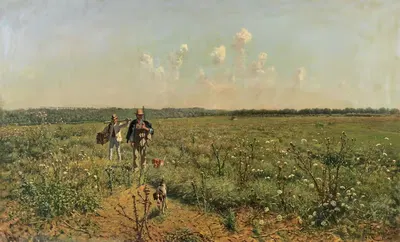 Охота на перепелов с указующими собаками by Эдуардо Монтефорте, 1882 — digital art print download