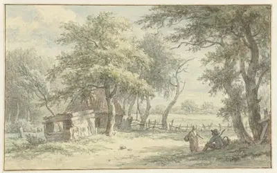 Фигуры у хижины в Наардер Хауд by Эгберт ван Дриелст, 1755 - 1818 — digital art print download