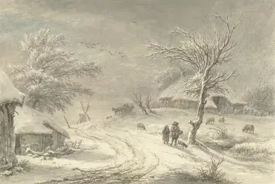 Зимний вид в Эксло, Дренте by Эгберт ван Дриелст, 1755 - 1818 — digital art print download