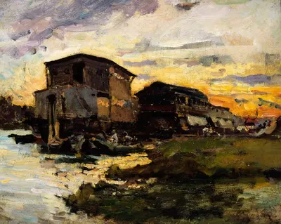 Лодка-стирка на Сене, в окрестностях Парижа by Эмиль Антуан Гийе, 1880 — digital art print download