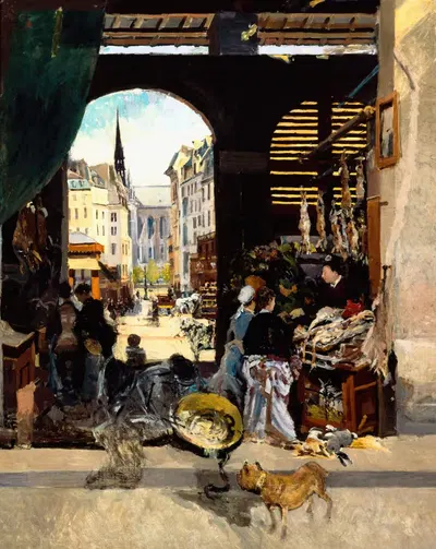 Рынок Кармес, площадь Мобер by Эмиль Антуан Гийе, 1880 — digital art print download
