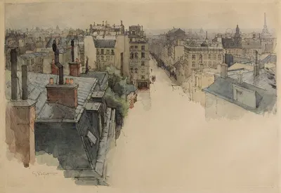 Париж с высот Монмартра by Эжен Бежо, 1867 - 1931 — digital art print download