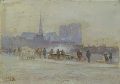 Нотр-Дам, вид с набережной Мэрии by Эжен Луи Жийо, 1900 — digital art print download