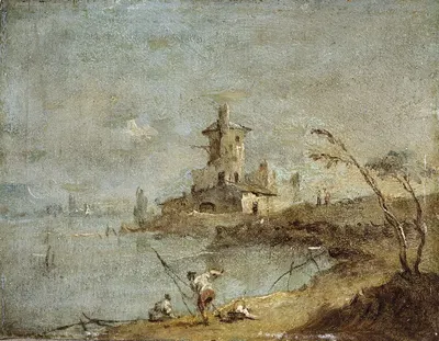 Caprice rustique, avec tour au bord de l'eau by Francesco Guardi — digital art print download