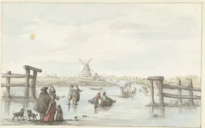 Зимний вид на Черную воду у Зволле by Геррит Грасдорп, 1661 - 1693 — digital art print download
