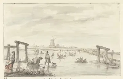 Зимний пейзаж в Боме, у Черной воды близ Zwolle by Геррит Грасдорп, 1661 - 1693 — digital art print download